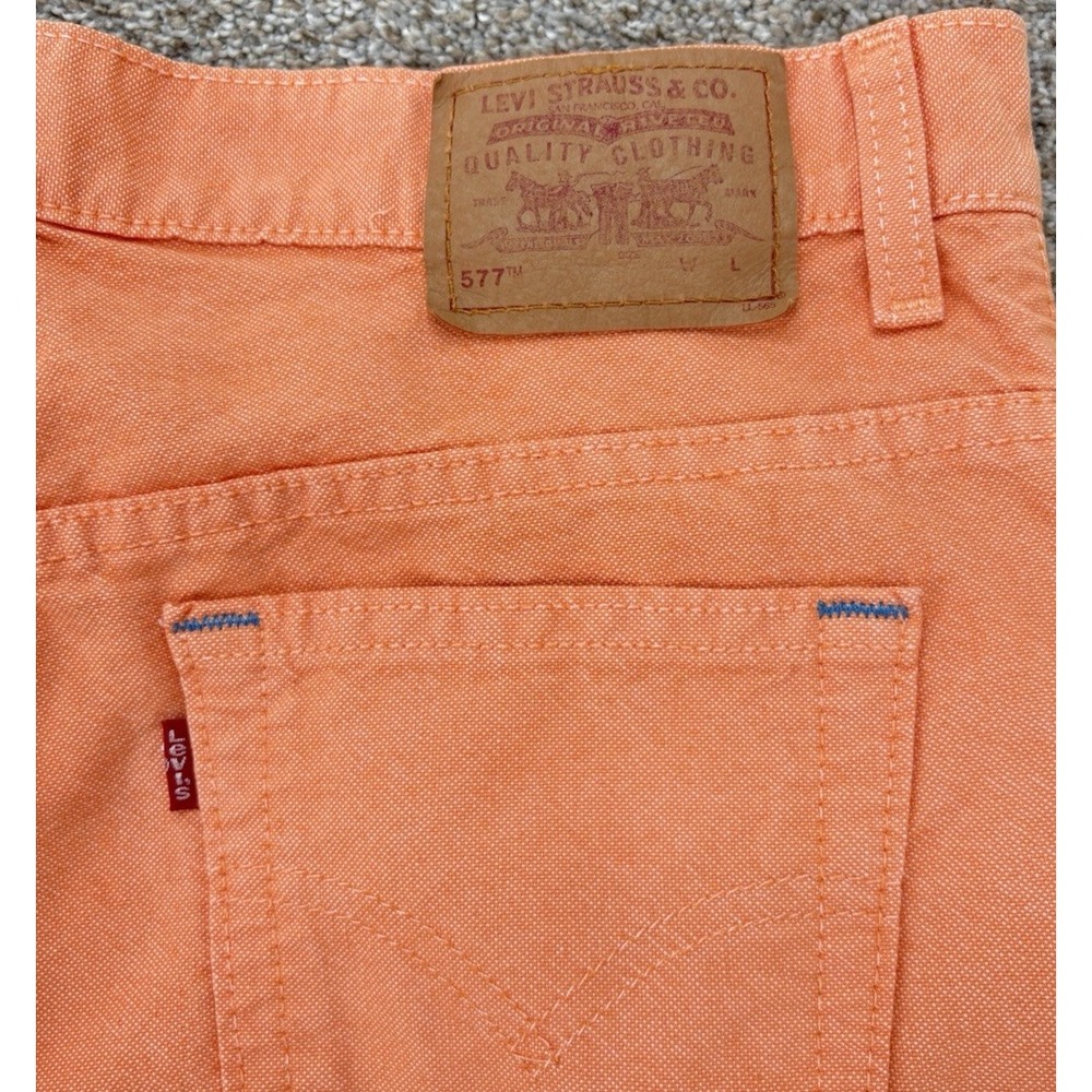 VTG '01 Levis 577 Capri Jeans Women's 10 Coral Orange Wide Leg Retro Beachy Y2K - Picture 3 of 12